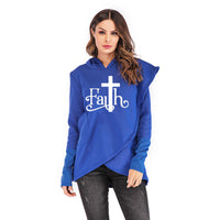 Large Size Faith Print Sweatshirt Hoodies