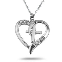 
              Silver Plated Jewelry Necklace Women Cross Heart Love
            