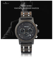 
              Wood Watch Men Business Watches Chronograph Military Quartz Wristwatch
            