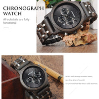 Wood Watch Men Business Watches Chronograph Military Quartz Wristwatch