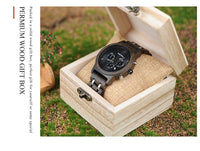 
              Wood Watch Men Business Watches Chronograph Military Quartz Wristwatch
            