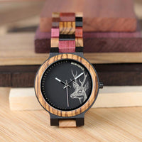 
              P14-2 Deer Collection Wood Watches Date and Week Display Quartz Men
            