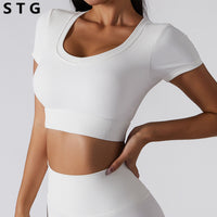 
              Woman Sports Top Gym Shirts Seamless Yoga Tops Fitness Women Tights Sports Short Sleeve Running Workout Sportswear Activewear
            