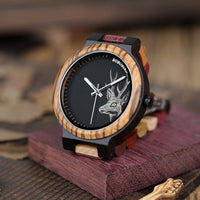 P14-2 Deer Collection Wood Watches Date and Week Display Quartz Men